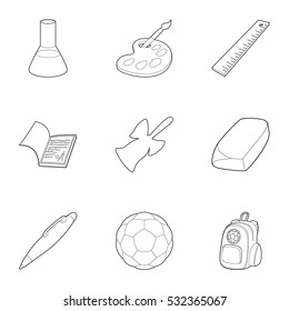 Schooling icons set. Outline illustration of 9 schooling vector icons for web