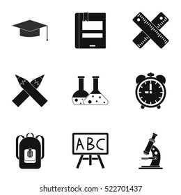 Schooling icons set. Simple illustration of 9 schooling vector icons for web