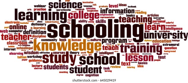 Schooling word cloud concept. Vector illustration