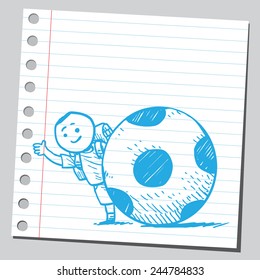 Schoolkid behind ball