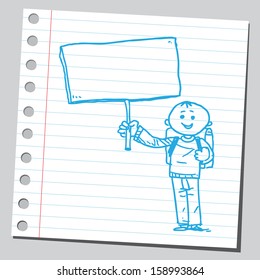 Schoolkid with billboard