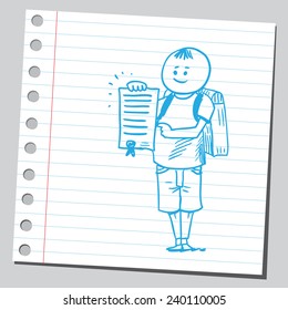 Schoolkid with certificate