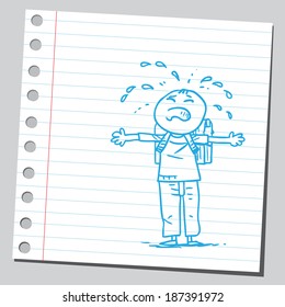 Schoolkid crying