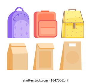 Bolso de comida para escolares para la cena aislado de fondo blanco