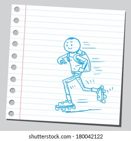 Schoolkid on roller skate