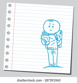 Schoolkid with popcorns
