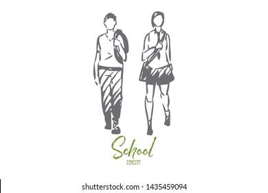 Schoolmates concept sketch. Isolated vector illustration