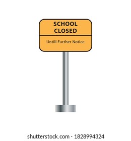 schools closed sign on white background