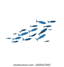 Schools of fish. Vector illustration.
