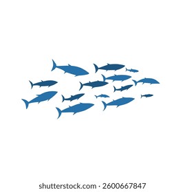 Schools of fish. Vector illustration.