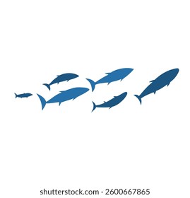 Schools of fish. Vector illustration.