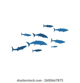 Schools of fish. Vector illustration.