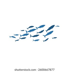 Schools of fish. Vector illustration.
