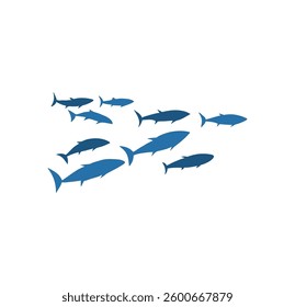 Schools of fish. Vector illustration.