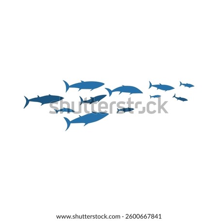 Schools of fish. Vector illustration.