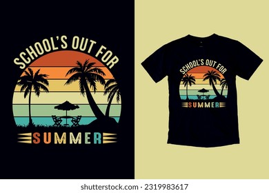 School's Out For Summer Colourful Vintage T-Shirt Desgie	