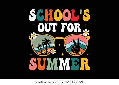 School's out for summer shirt,Summer Beach Vector Illustration, summer shirt, beach t shirt quotes,  Retro Summer t shirt Sublimation, Beach Vacation t shirt, Cricut Cut File, teacher silhouette, Lake