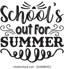 La escuela está fuera para el archivo vector de diseño de camisetas de verano.