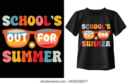 Schools Out For Summer T-shirt, summer Typography T-shirt Design
