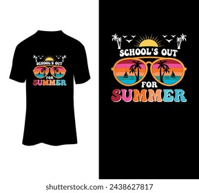  School's out for summer typography vector t-shirt design. Summer t-shirt design print.