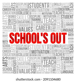 School's Out word cloud, education concept background