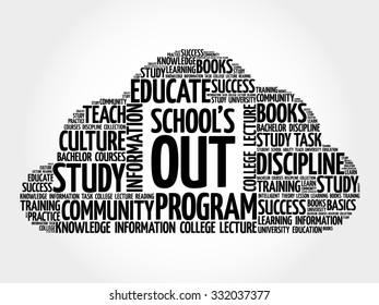 School's Out word cloud, education concept