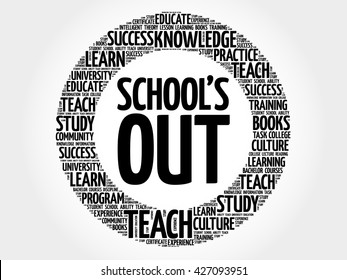 School's Out word cloud, education concept