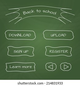 School-style web buttons on green blackboard