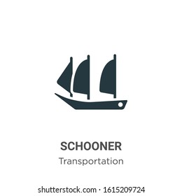 Schooner glyph icon vector on white background. Flat vector schooner icon symbol sign from modern transportation collection for mobile concept and web apps design.