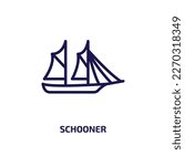 schooner icon from transportation collection. Thin linear schooner, sailboat, sail outline icon isolated on white background. Line vector schooner sign, symbol for web and mobile