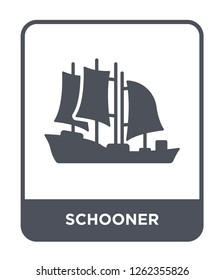 schooner icon vector on white background, schooner trendy filled icons from Transportation collection, schooner simple element illustration