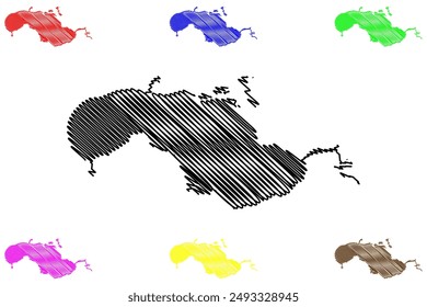 Schouwen-Duiveland municipality (Kingdom of the Netherlands, Holland, Zeeland or Zealand province) map vector illustration, scribble sketch map