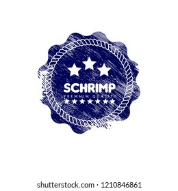 schrimp premium quality badge. premium quality package label. vintage stamp. designed for schrimp products