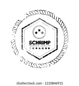 schrimp premium quality badge. premium quality package label. vintage stamp. designed for schrimp products