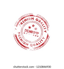 schrimp premium quality badge. premium quality package label. vintage stamp. designed for schrimp products