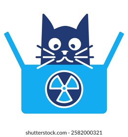 Schrodinger Cat Icon - Dual Tone Style - Quantum Physics Theme