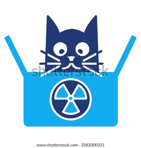 Schrodinger Cat Icon - Dual Tone Style - Quantum Physics Theme