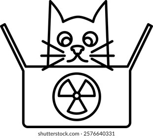 Schrodinger Cat Icon - Line Style - Quantum Physics Theme