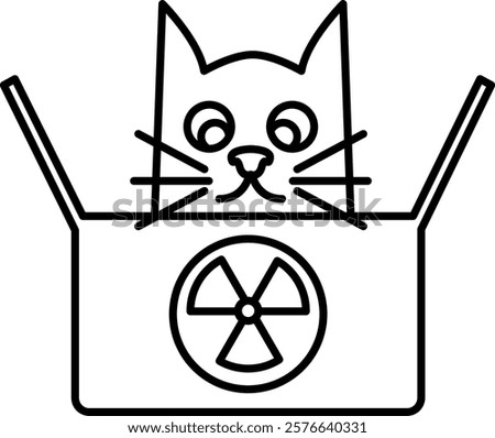 Schrodinger Cat Icon - Line Style - Quantum Physics Theme