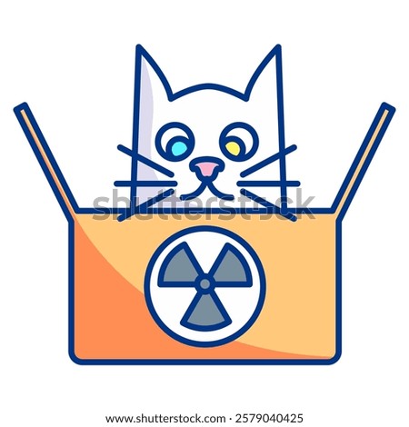 Schrodinger Cat Icon - Lineal Color Style - Quantum Physics Theme