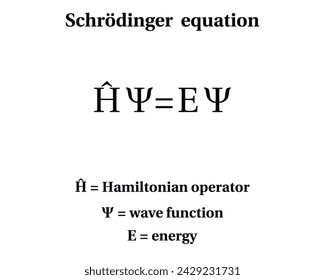 Schrodinger Equation Formula on the white background. Education.  Science. Vector illustration.