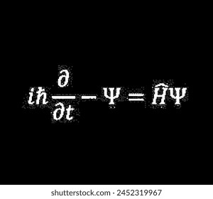 Schrodinger equation in pixel art style on a dark background.