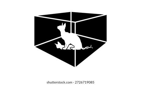 Gato de Schrodinger, silueta aislada negra