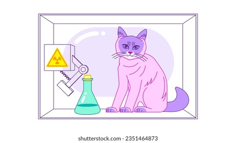 Schroedinger cat in experimental box with radioactive atom - AI Generated