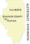 Schuyler County and city of Rushville location on Illinois state map