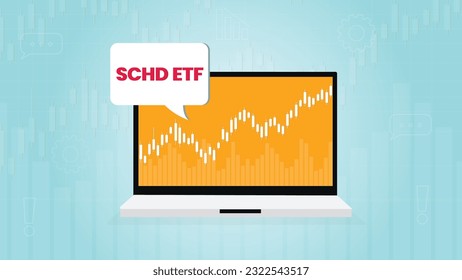 Schwab US Dividend Equity ETF Illustration with Candlestick Graph on Laptop Screen - SCHD ETF Finance Concept 
