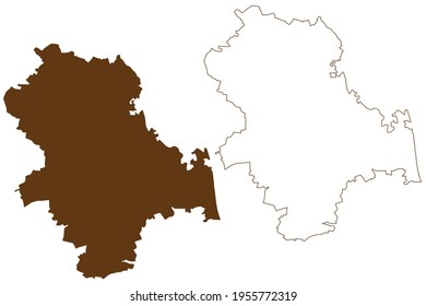 Schwabach city (Federal Republic of Germany, Urban district Middle Franconia, Free State of Bavaria) map vector illustration, scribble sketch Schwabach map
