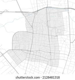 Schwabing-West, München, DEUTSCHLAND, high detail vector map with city boundaries and editable paths. White outlines for main roads. Many smaller paths. Blue shapes and lines for water.