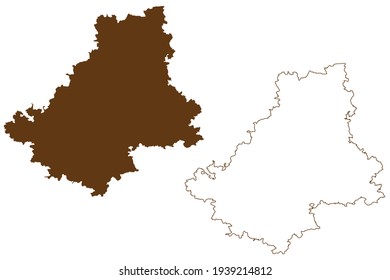 Schwabisch Hall district (Federal Republic of Germany, rural district, Baden-Wurttemberg State) map vector illustration, sketch of Schwabisch Hall map