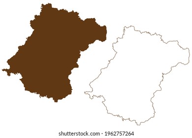 Schwalm-Eder district (Federal Republic of Germany, rural district Kassel region, State of Hessen, Hesse, Hessia) map vector illustration, sketch Schwalm Eder Kreis map